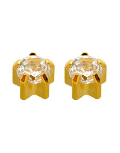 Brincos Dourados Pedras Brancas Garras