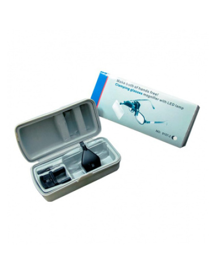 Lupa Binocular com Pinça LED