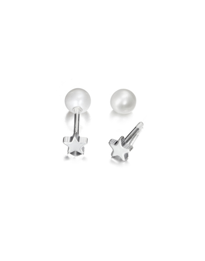 Earrings with Star and Pearl 8 mm - 0.95 mm